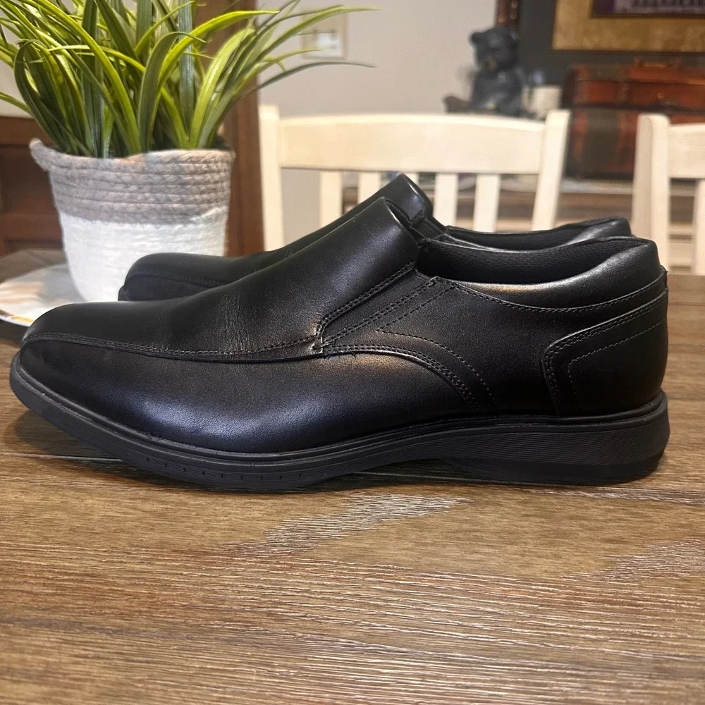 Nunn Bush Kore‎ Pro Mens Black Leather Slip On Loafers Gel Memory Foam 12M